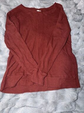 kate quinn Waffle Knit Top in Rust